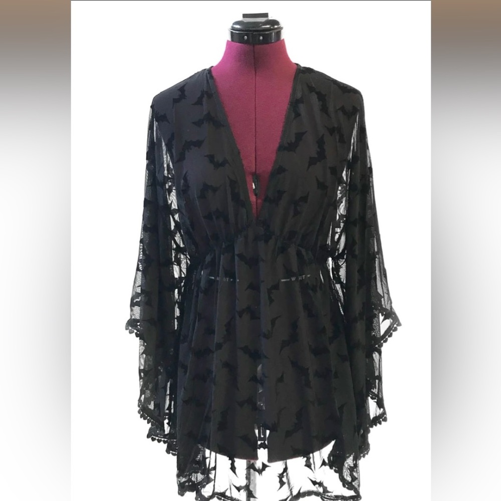 COPY - Sourpuss Sheer Bat Swim Coverup Plus sized psychobilly gothic Halloween